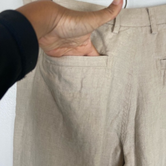 Island Importer Women’s Linen Pants Crop Wide Leg Size 32 Color Cream Pockets - Picture 4 of 9